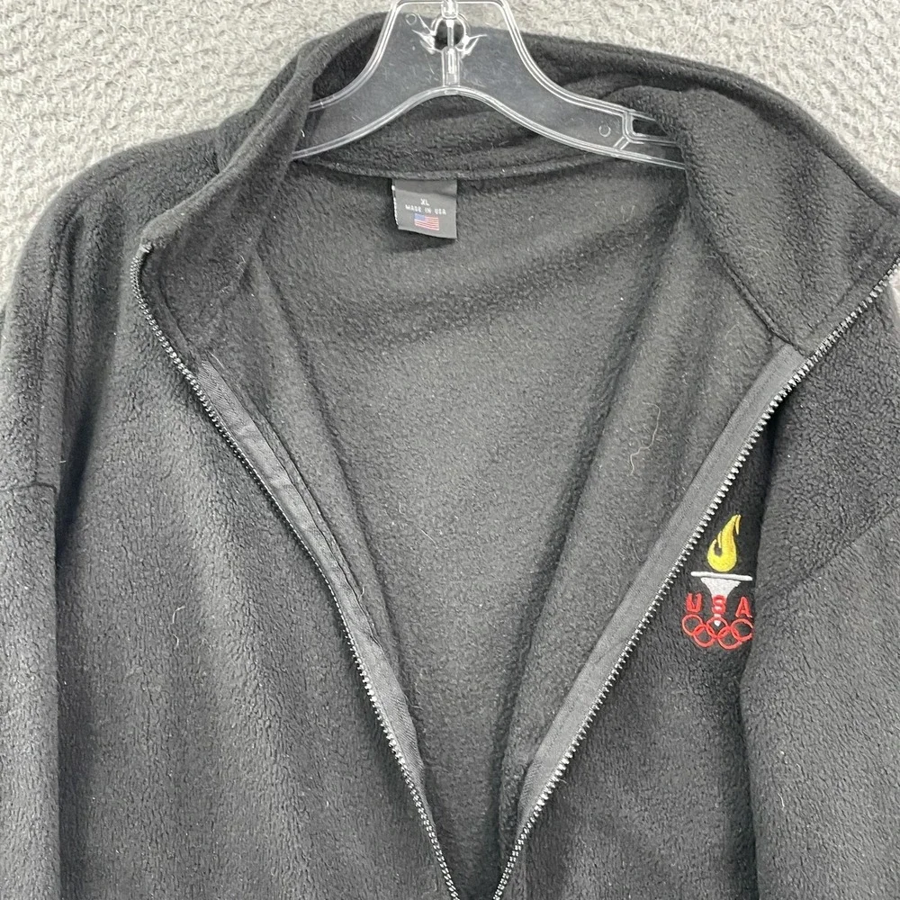 Vintage Team USA Olympic Jacket Men XL Black Fleece Gorpcore Ski Made in USA Y2k